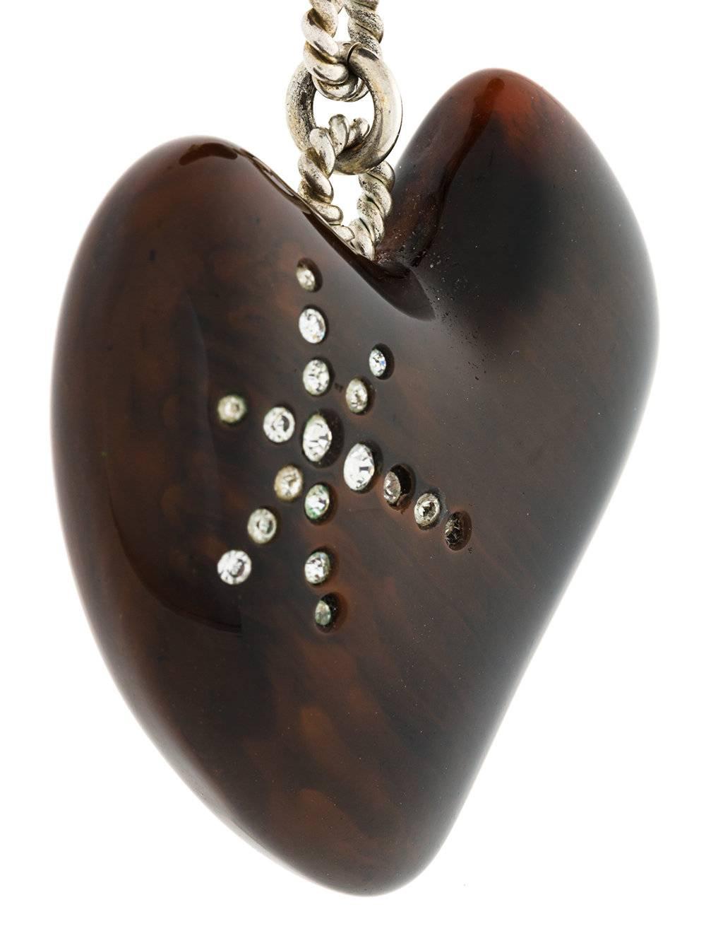 In love with this very unusual & collectable Christian Lacroix vintage Love hearts earrings. c.1990. Really gorgeous. Made of lacquered brown chocolate resin and crystal stones. 

Marked : Christian Lacroix Made in France

Size : 3.8 x 8 cm - 1.5 x