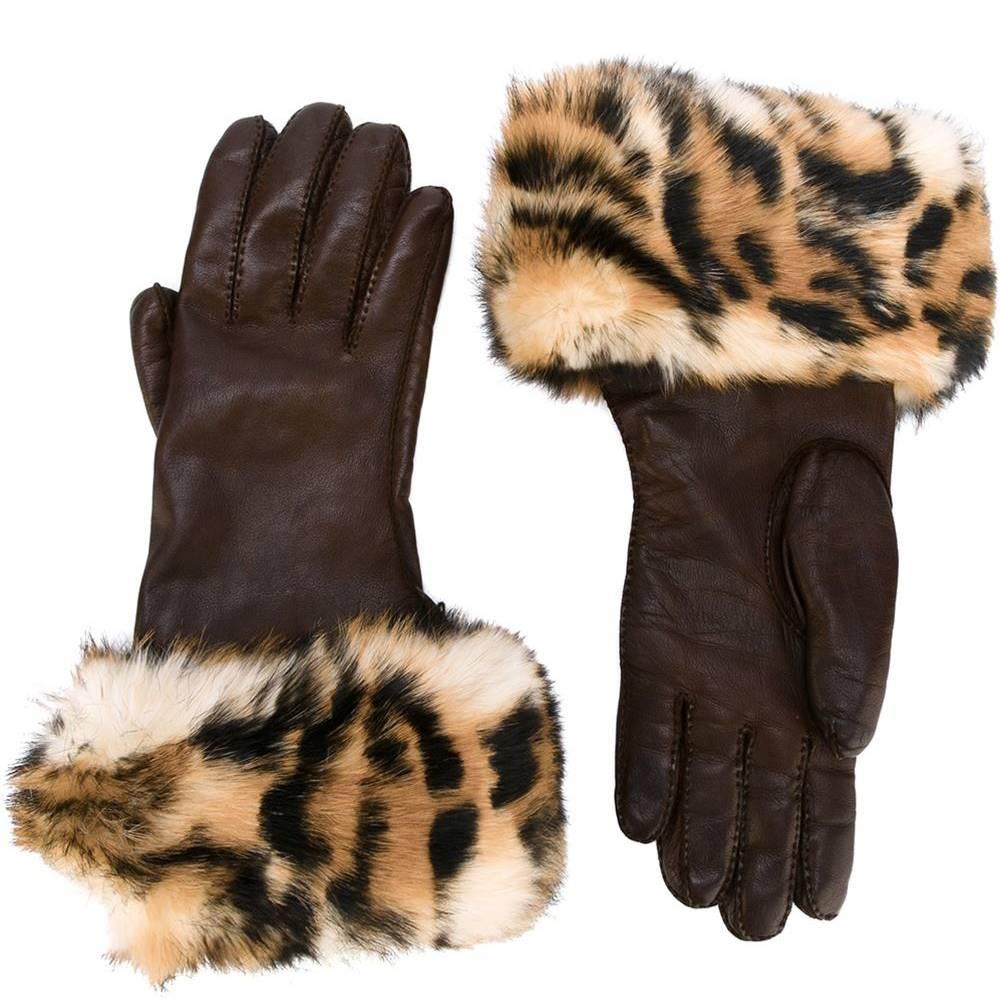 leopard print leather gloves