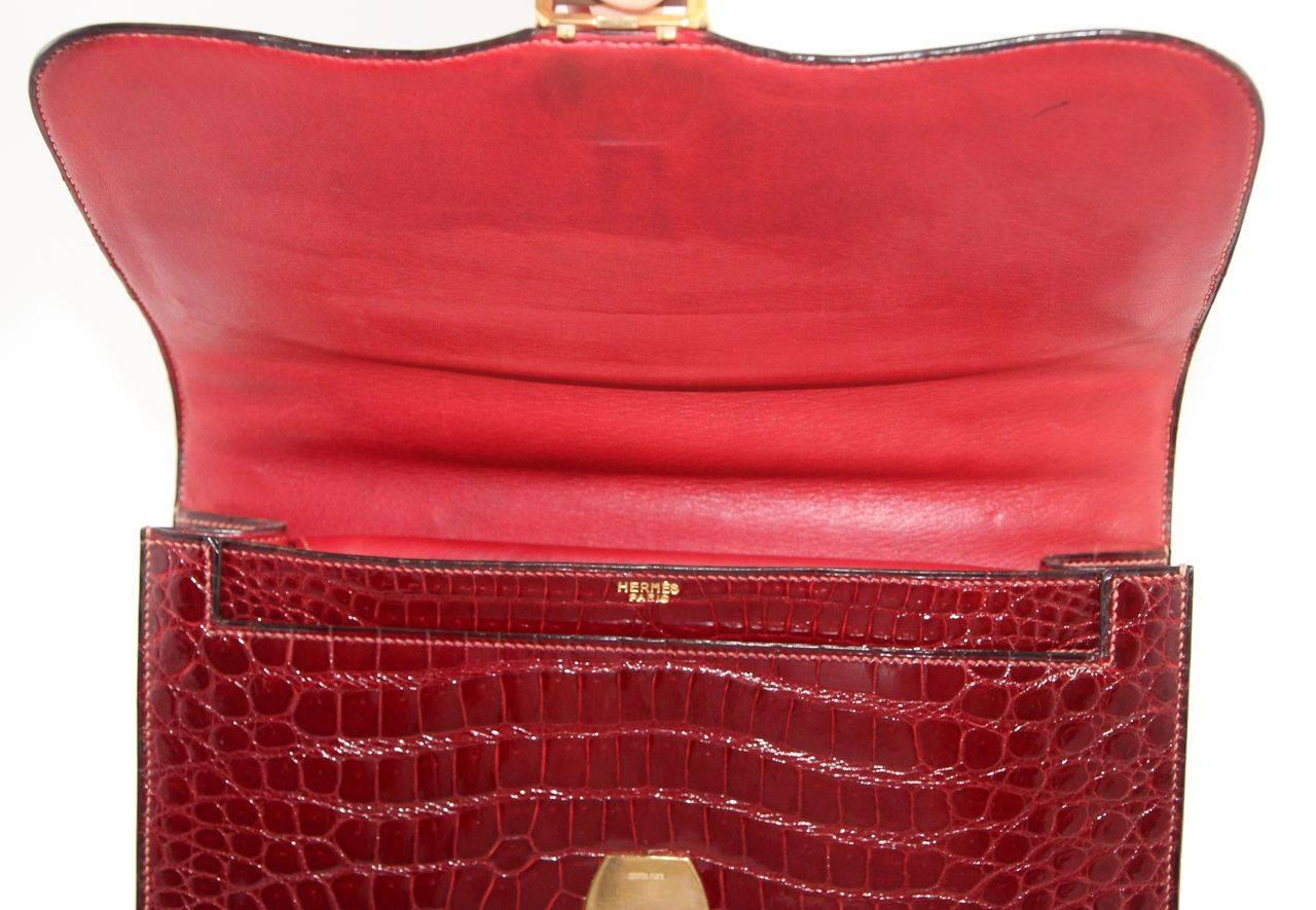 Red Hermes Etrier Model red croco bag, 1960s