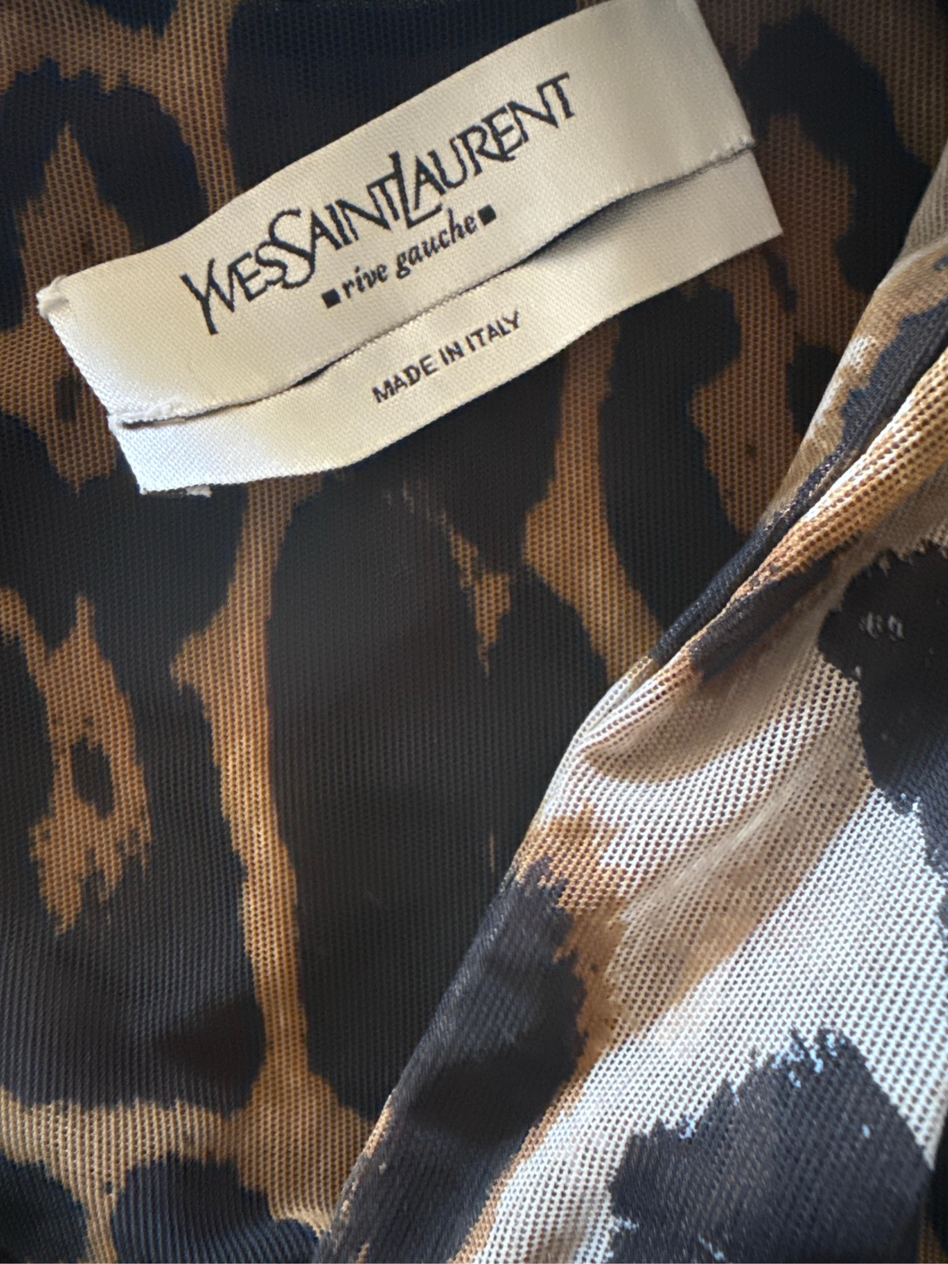 YVES SAINT LAURENT/TOM FORD, Body vintage dos nu en maille léopard, printemps-été 2002 en vente 2