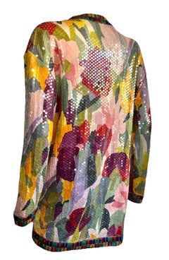 Missoni Vintage Runway S/S 1991 Silk Floral Sequin Mini Dress, Cardigan Jacket