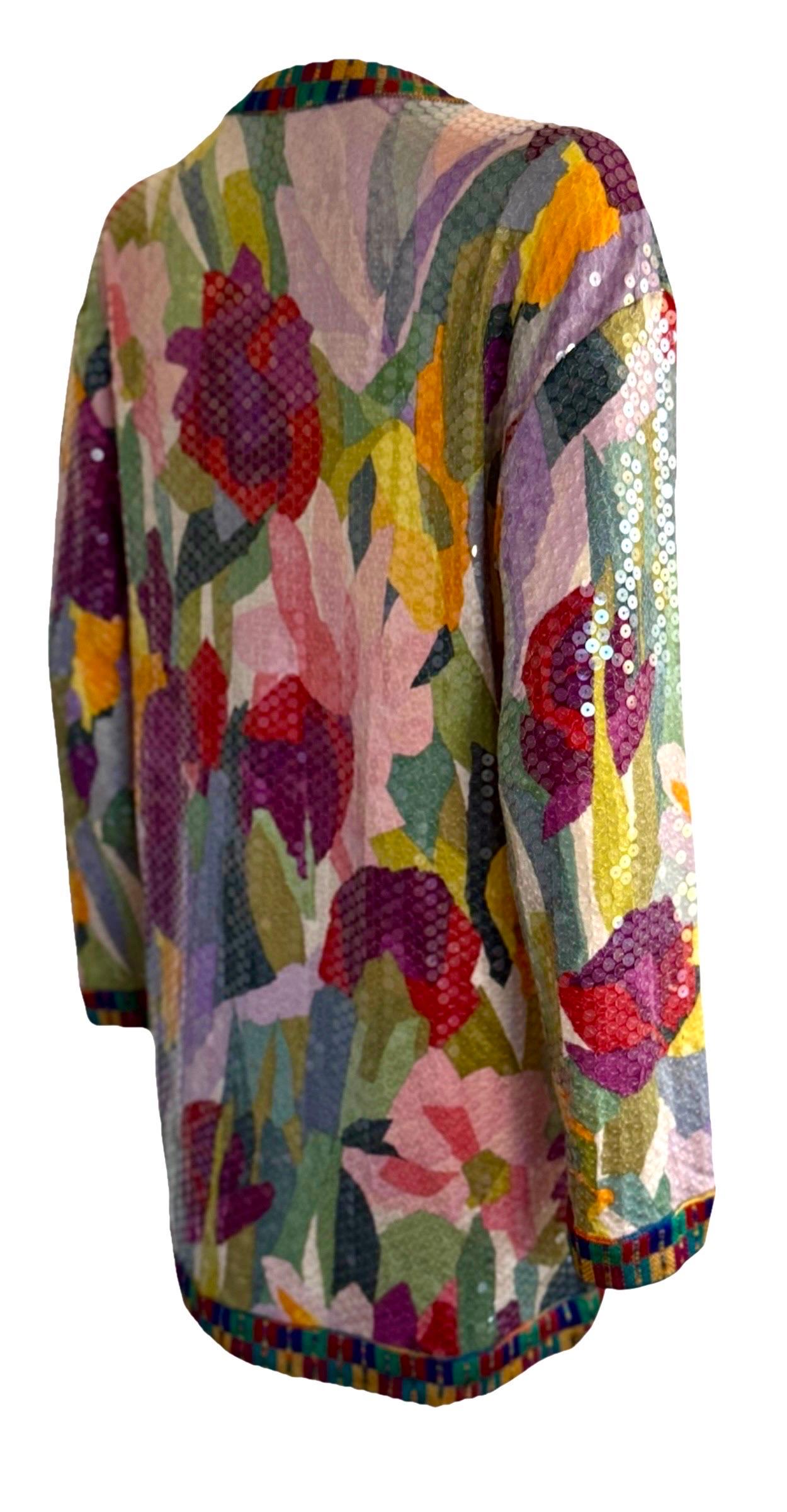 Grigio Missoni Vintage Runway P/E 1991 Mini abito in seta con lustrini floreali, giacca cardigan in vendita