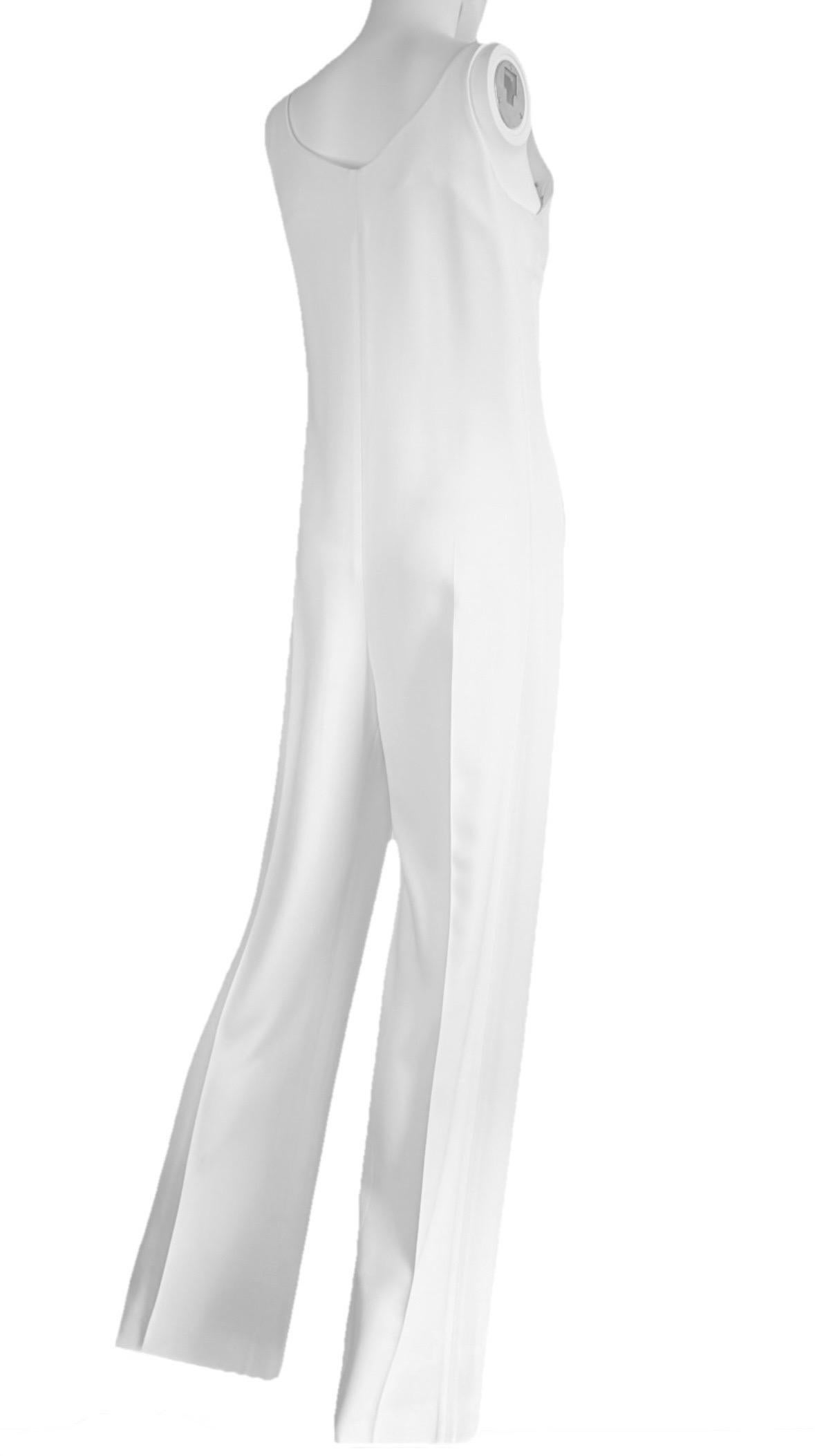 Grigio Phoebe Philo per Celine - Tuta in crêpe color crema - Collezione Iconic Primavera 2011 in vendita