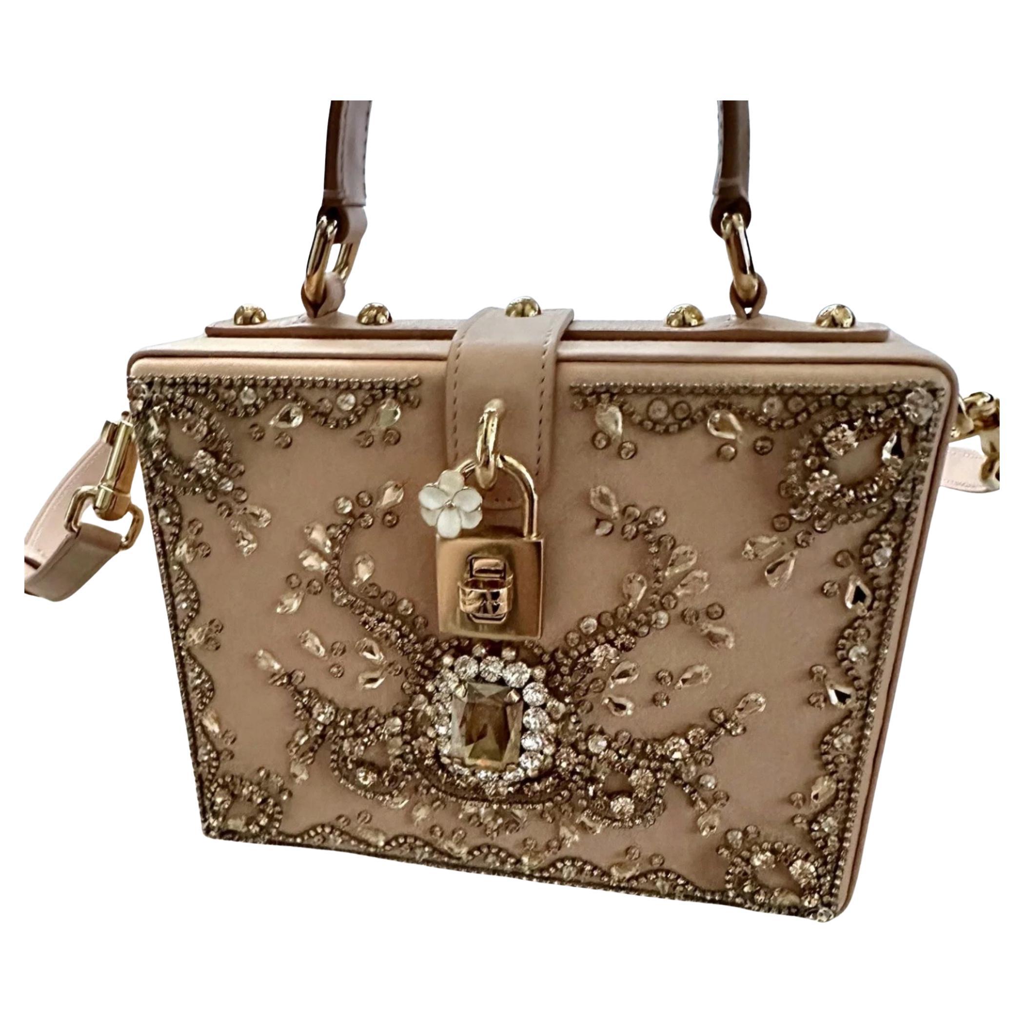 DOLCE & GABBANA Sac de collection en satin brodé de cristaux avec bandoulière