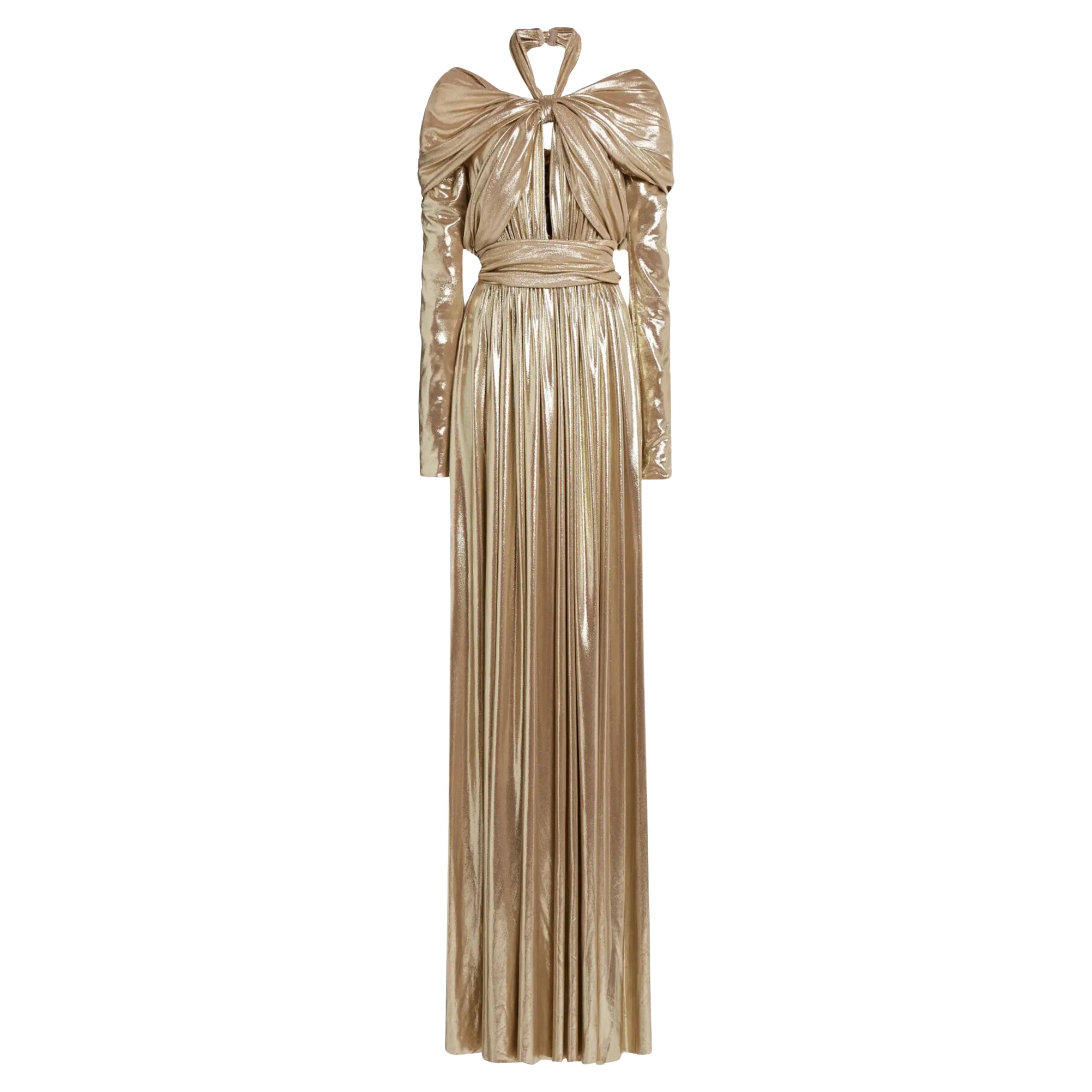 Giambattista Valli Runway F/W 2023 Gold Lamé Goddess Gown NWT IT 46