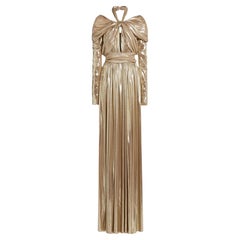 GIAMBATTISTA VALLI Runway F/W 2023 Gold Lamé Goddess Gown NWT IT 46