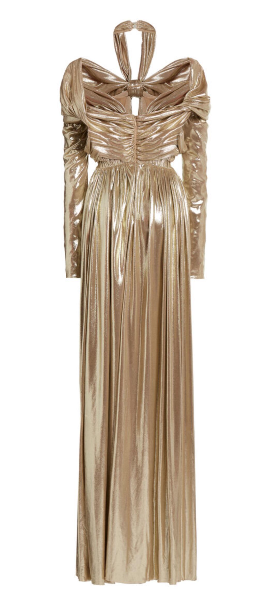 Giambattista Valli Runway F/W 2023 Gold Lamé Goddess Gown NWT IT 46 en vente 1