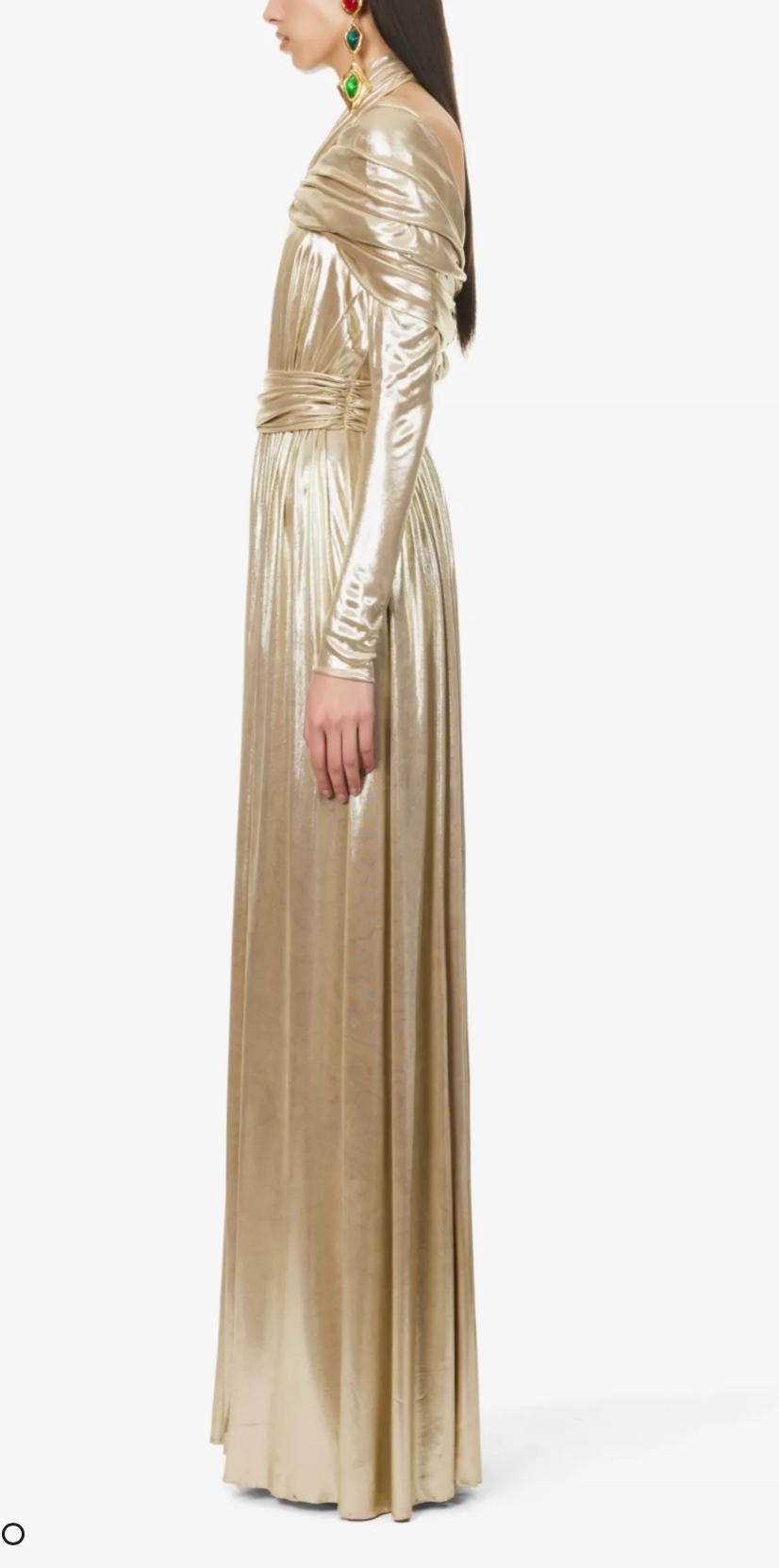 Giambattista Valli Runway F/W 2023 Gold Lamé Goddess Gown NWT IT 46 en vente 3