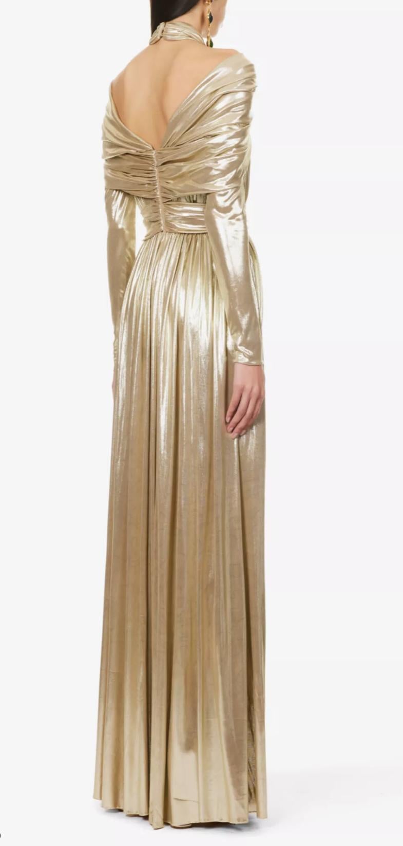Giambattista Valli Runway F/W 2023 Gold Lamé Goddess Gown NWT IT 46 en vente 4