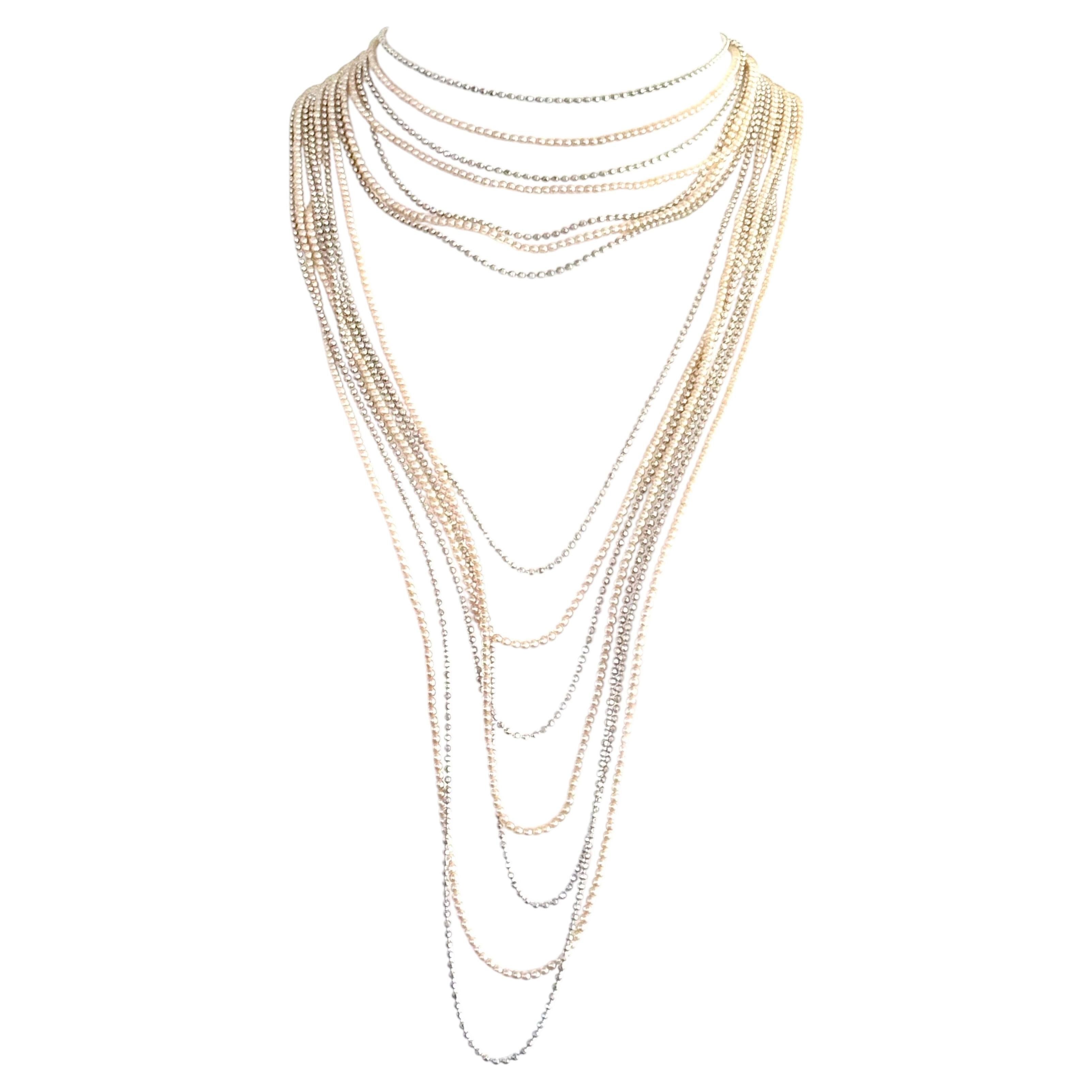 CHANEL Karl Lagerfeld for Chanel 1998 - Collier Sautoir en perles fantaisie et perles de rocaille