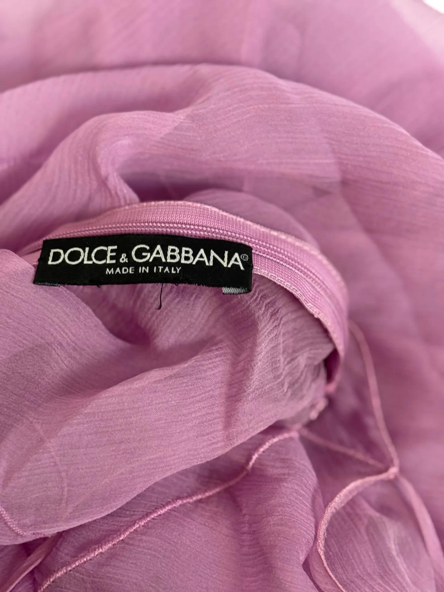 Automne 2000 Dolce & Gabbana Robe en soie lilas avec écharpe en vente 7