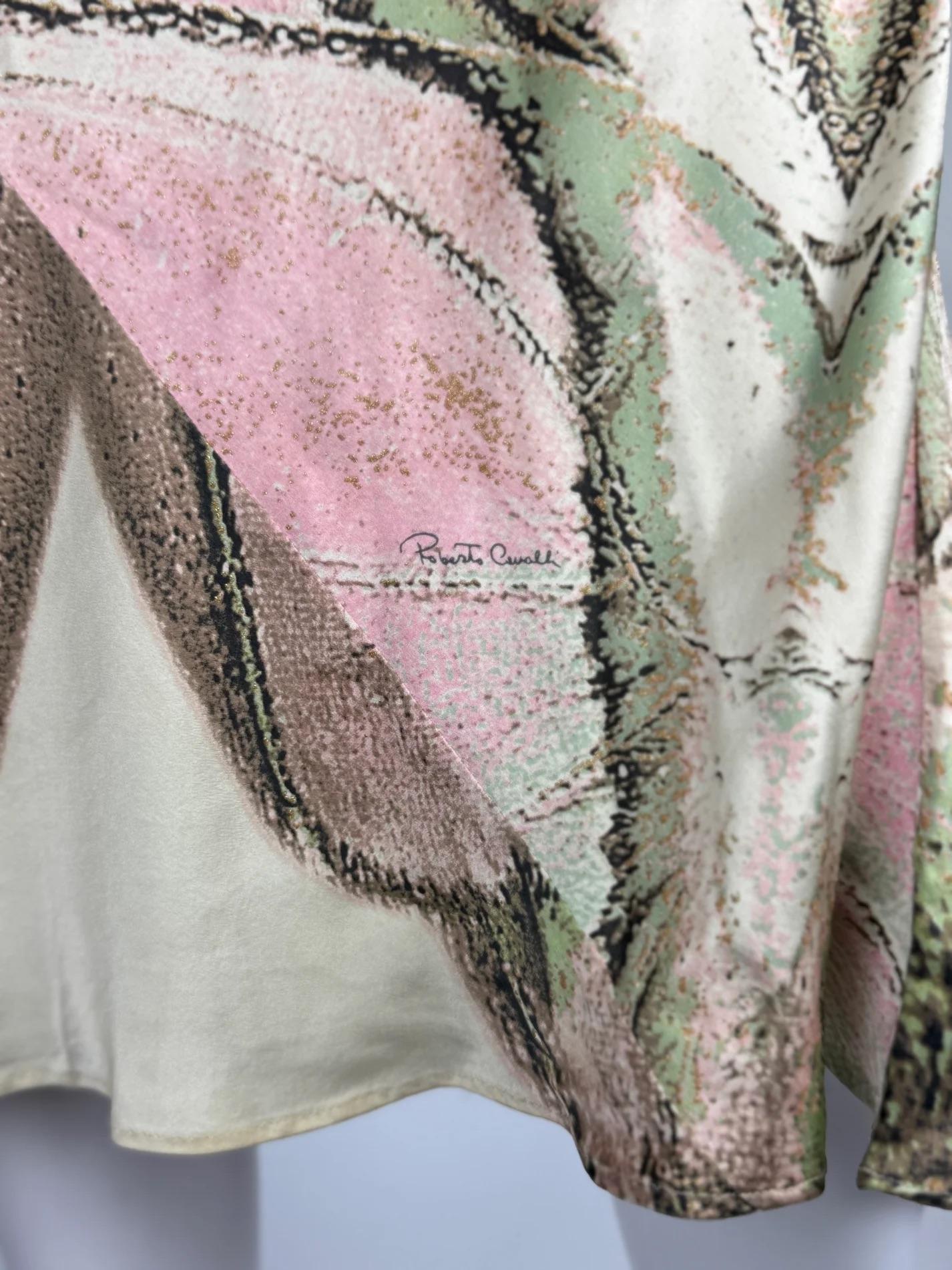 Roberto Cavalli Falda abstracta de seda, 2004 en venta 2