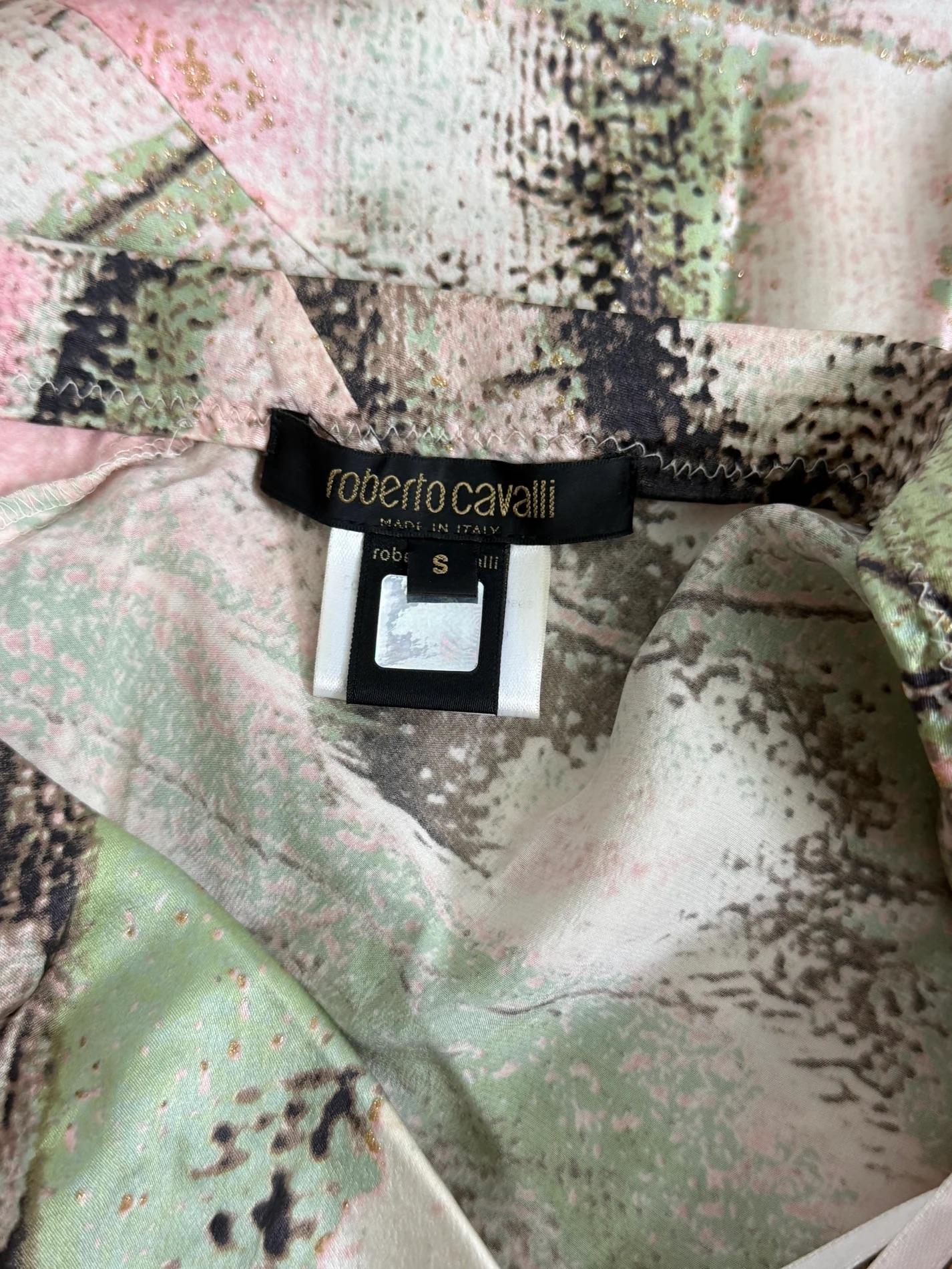 Roberto Cavalli Falda abstracta de seda, 2004 en venta 3