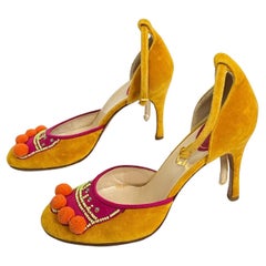 Christian Dior by John Galliano Velvet Pom Pom Heels, FW 2002
