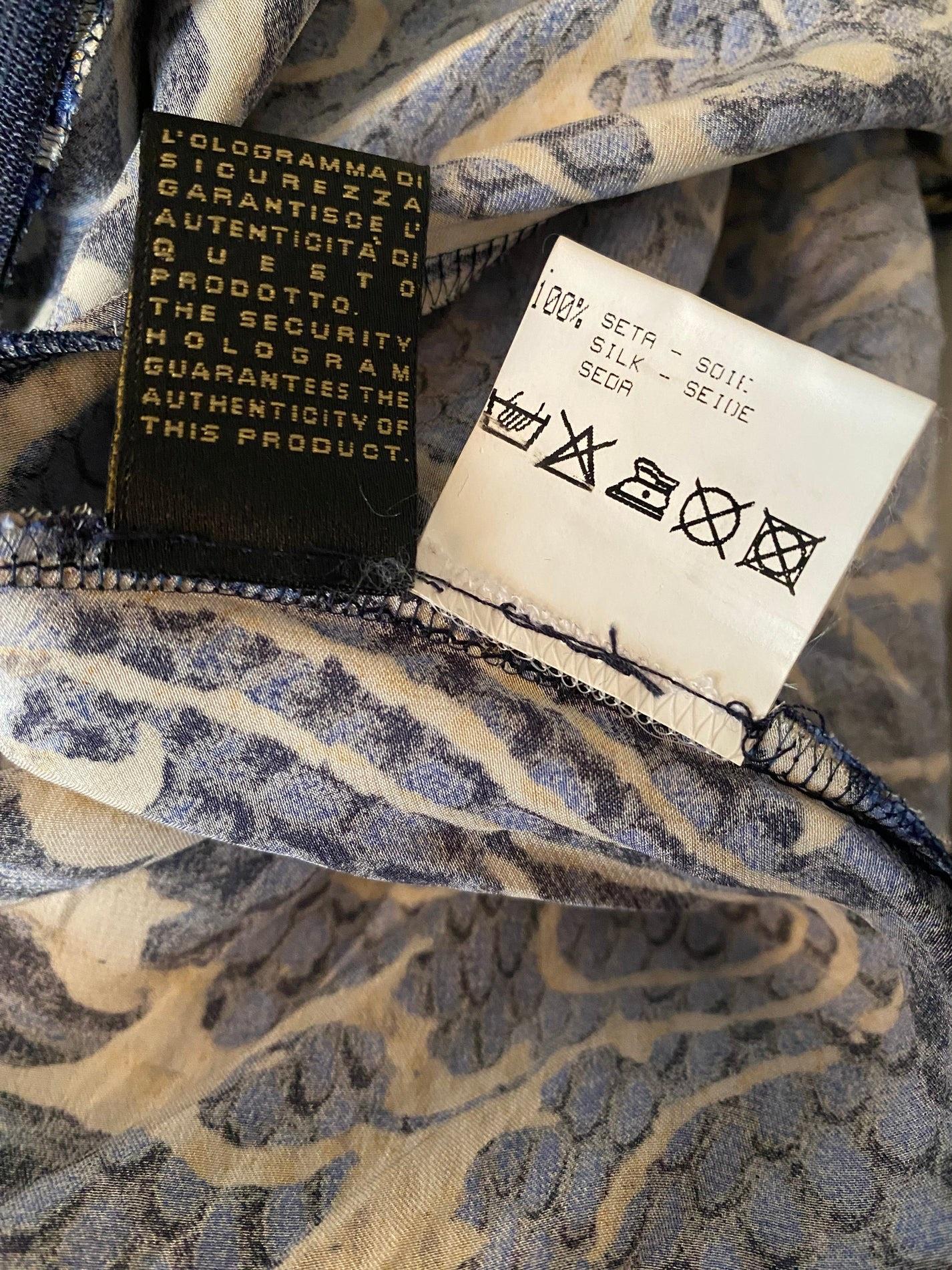 Robe en soie bleu et or de Roberto Cavalli, 2005 en vente 5