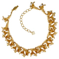 Oscar De La Renta - Collana con perle di cristallo placcata in oro 22 carati