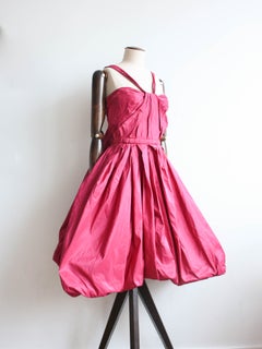John Galliano Autumn/Winter 2008 Raspberry Pink Silk Taffeta Cocktail Dress