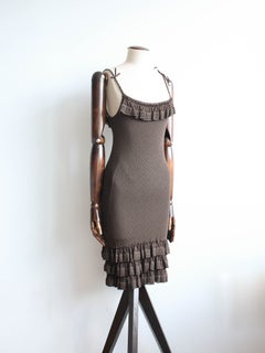 Christian Dior by John Galliano S/S06 Brown Knit Ruffled Slip Dress