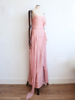 John Galliano Fall/Winter 2007 Dusty Pink Dress with Layered Silk Chiffon