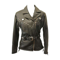 Used Harley Davidson Black Leather Biker Jacket