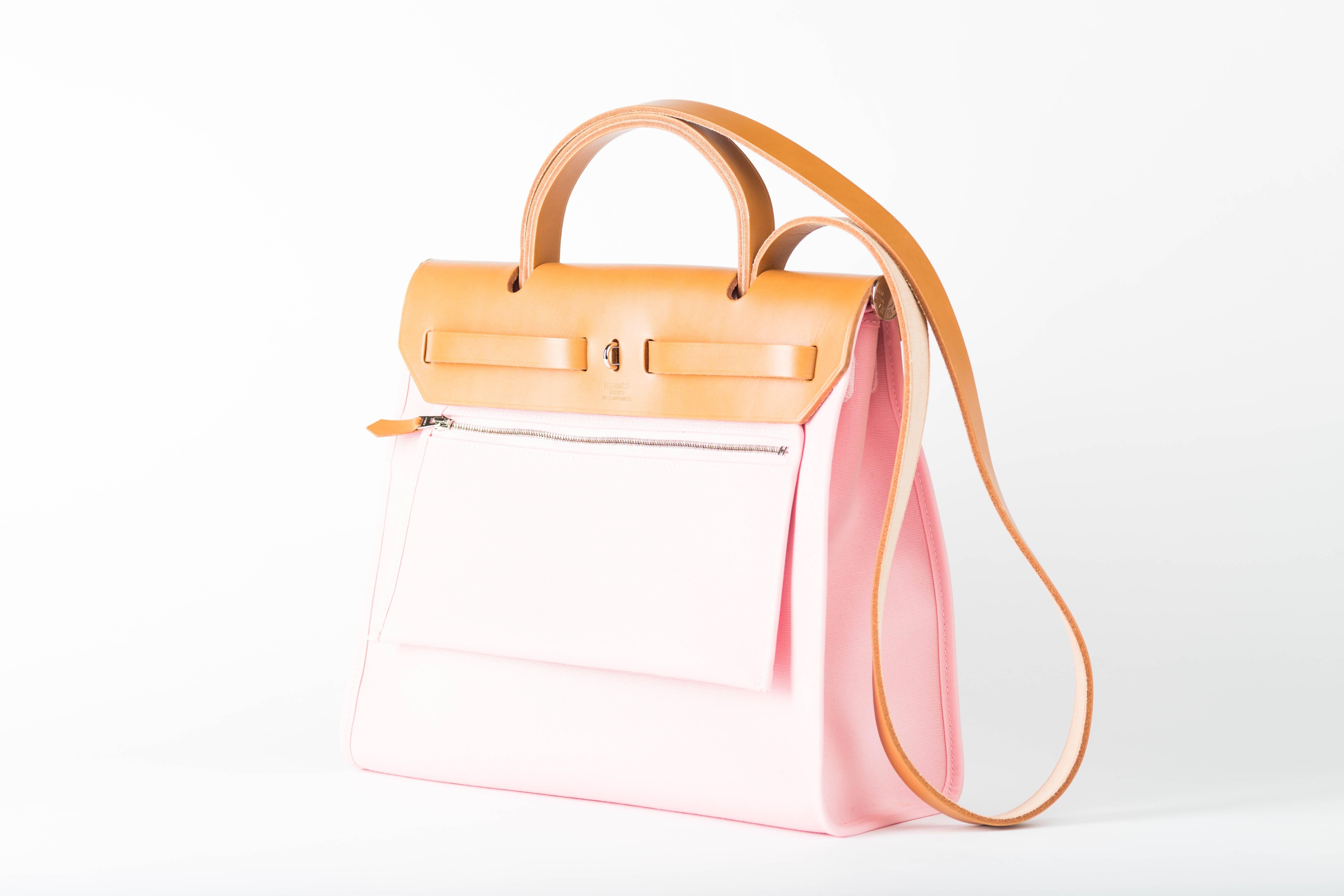 Herbag Zip Canvas Pink Rose Sakura 31cm PM For Sale 1