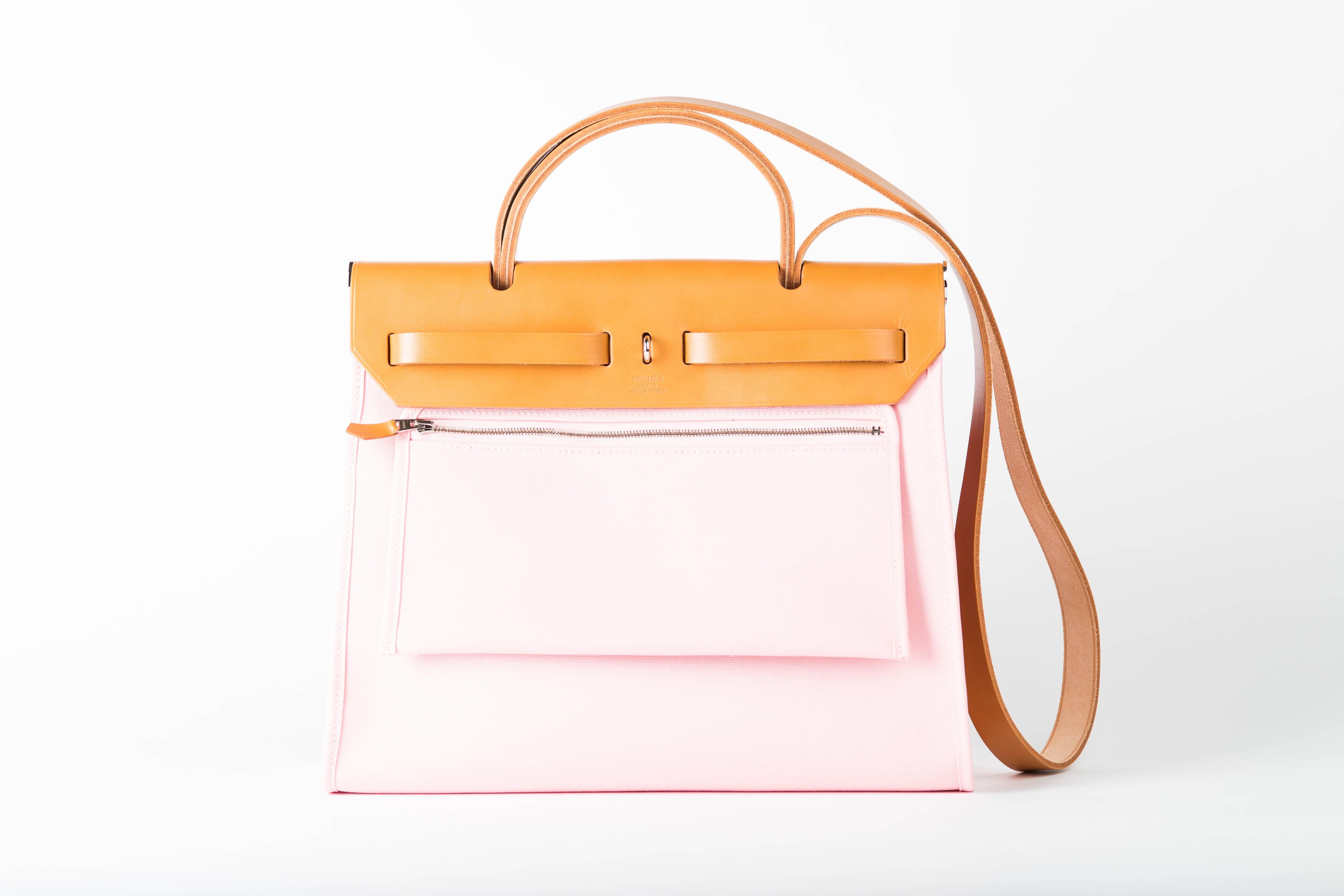 Herbag Zip Canvas Pink Rose Sakura 31cm PM For Sale 3