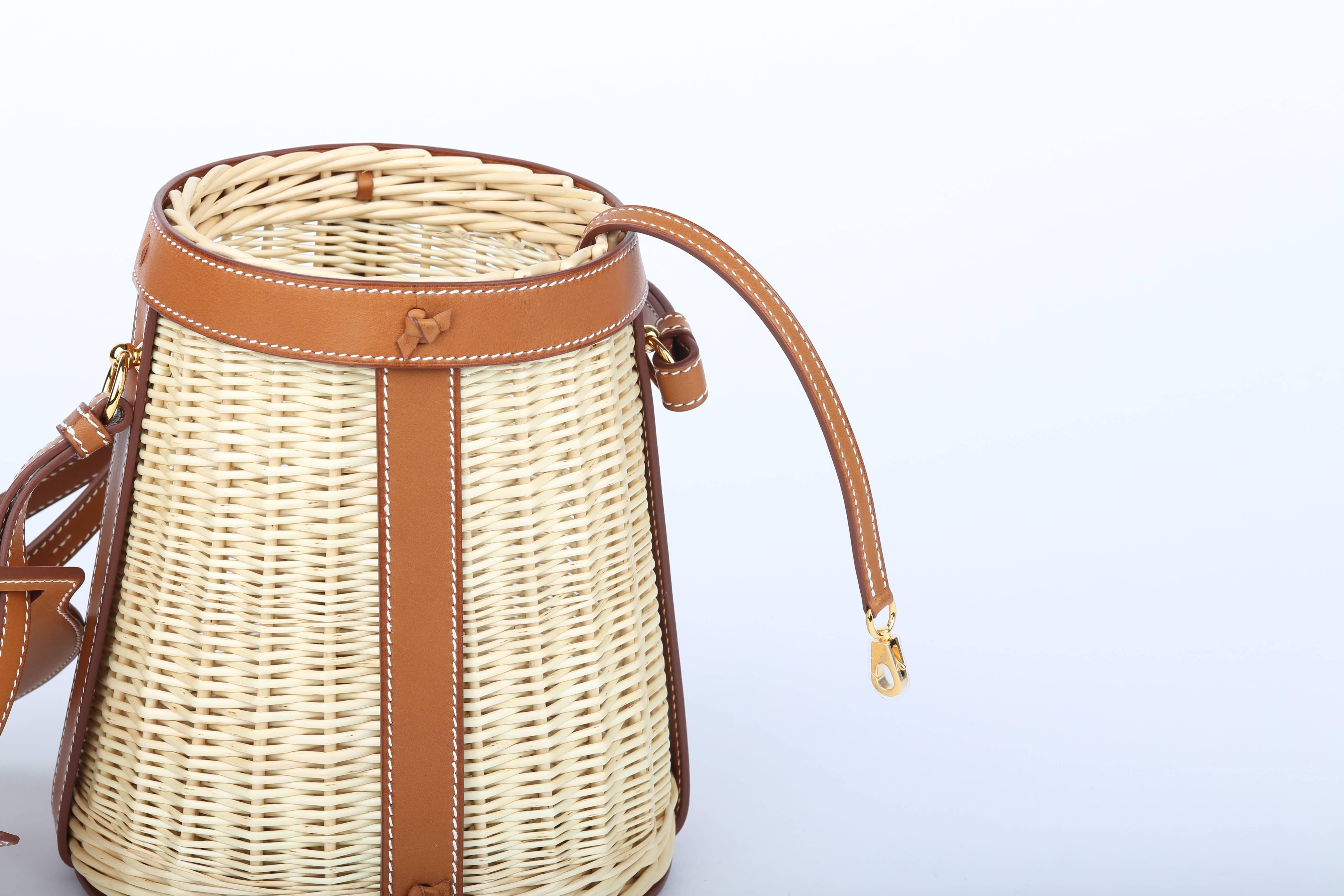 Hermes Farming Picnic in Ratan/Wicker and Barenia Basket  In New Condition For Sale In New York, NY