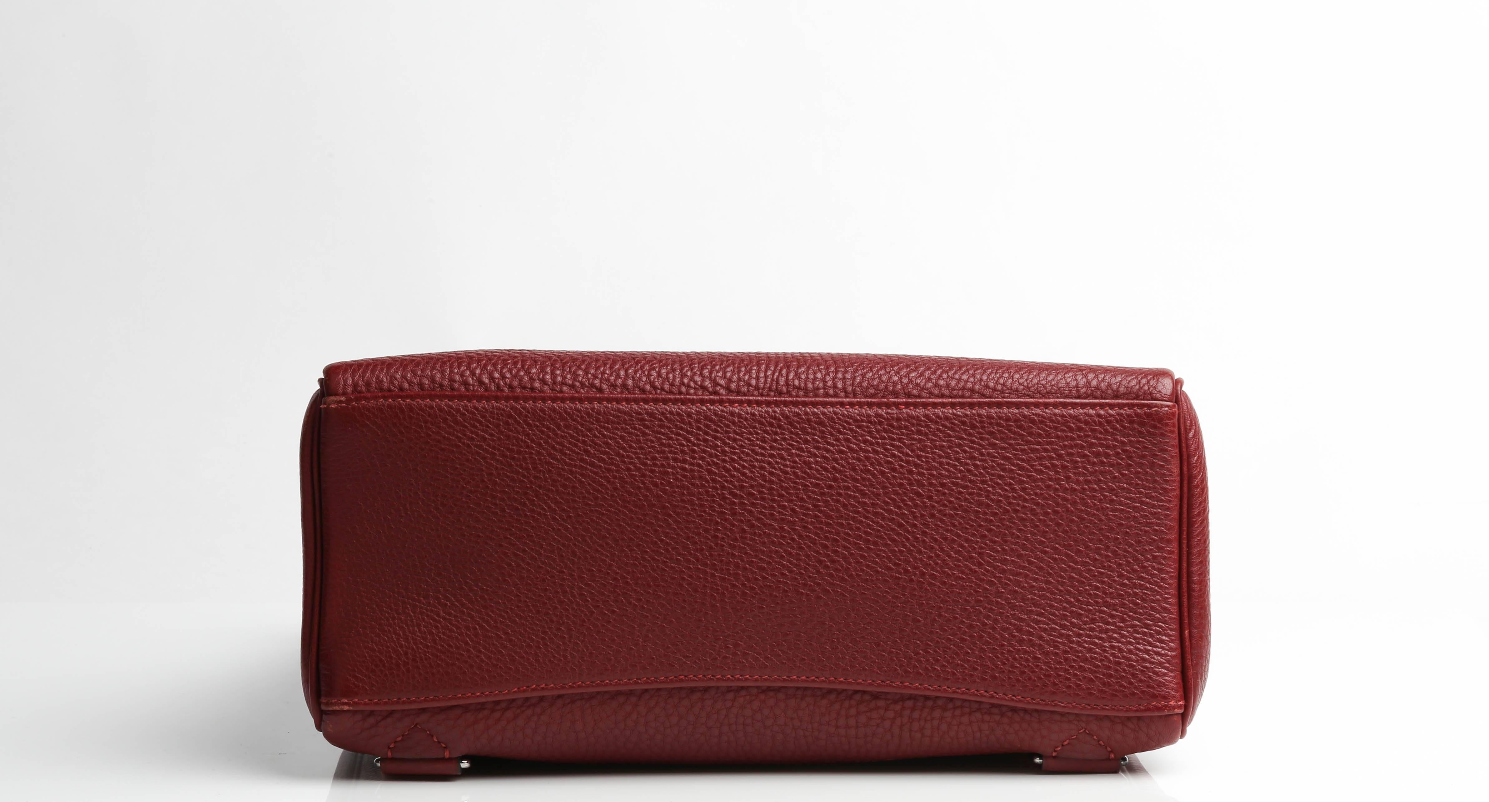 Kelly Ado Backpack In Burgundy Color Togo Leather with Silver HDW For Sale 1