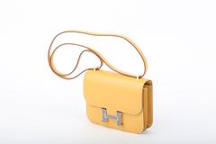 Hermes Constance Paille 18 cm with Lizard Buckle with Tadelakt Leather