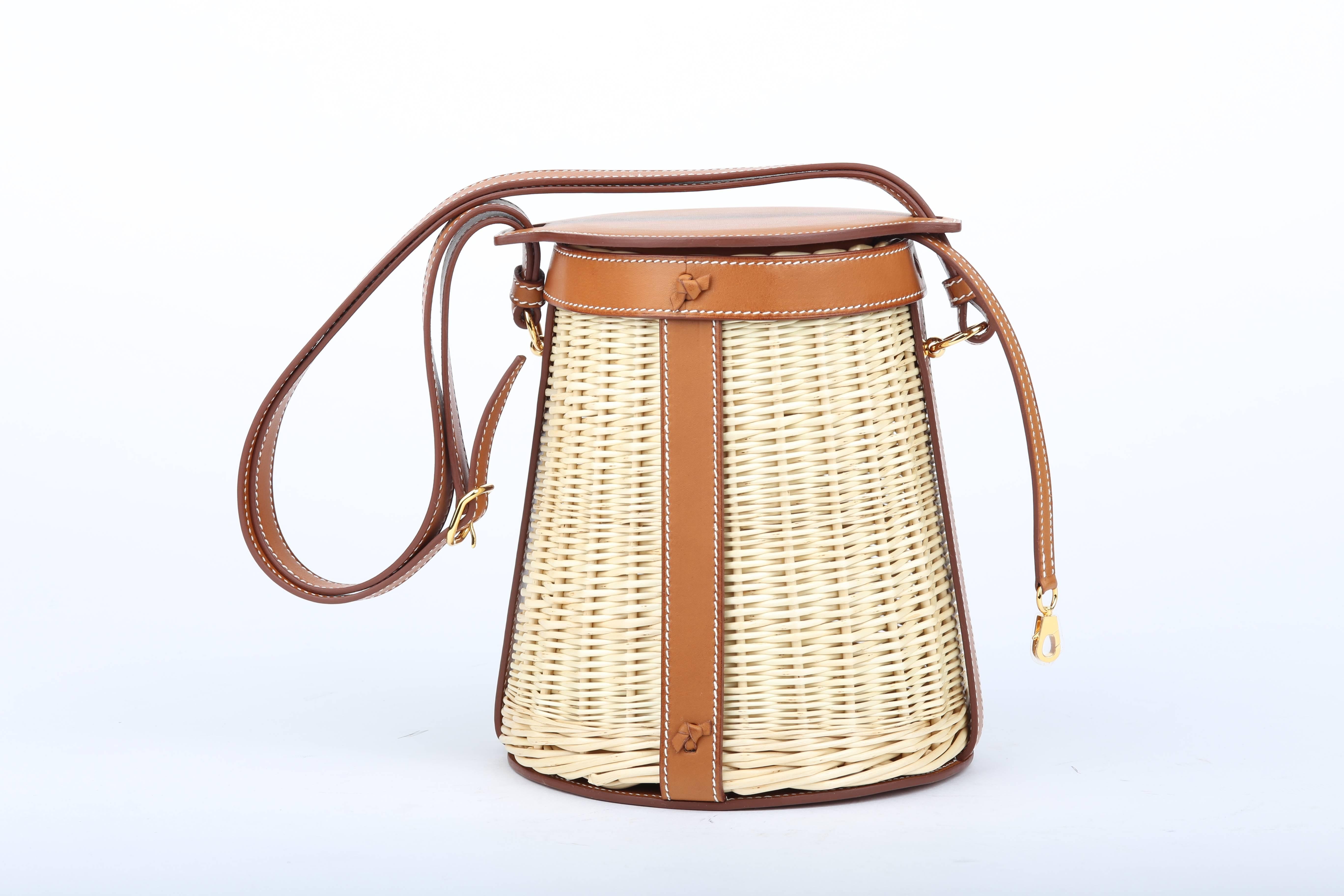Hermes Farming Picnic in Ratan/Wicker and Barenia Basket For Sale 1