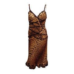 Moschino Brown Leopard Print Slip Dress