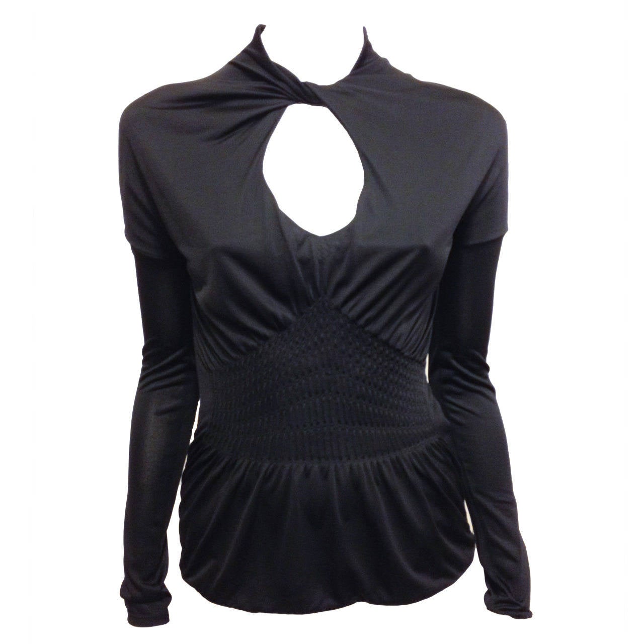 Gucci Black Keyhole Cutout Top with Ruching at 1stDibs