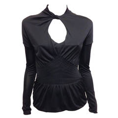Gucci Black Keyhole Cutout Top with Ruching