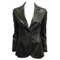 Gucci Forest Green Leather Blazer