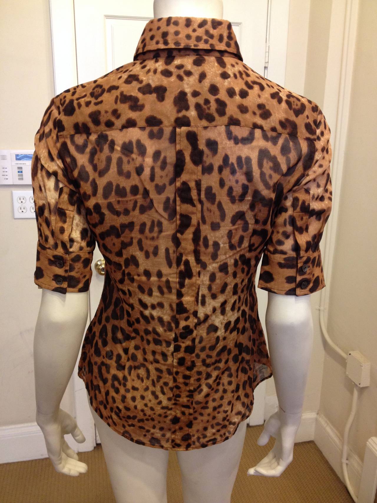 Women's Dolce & Gabbana Tan and Brown Leopard Print Shirt