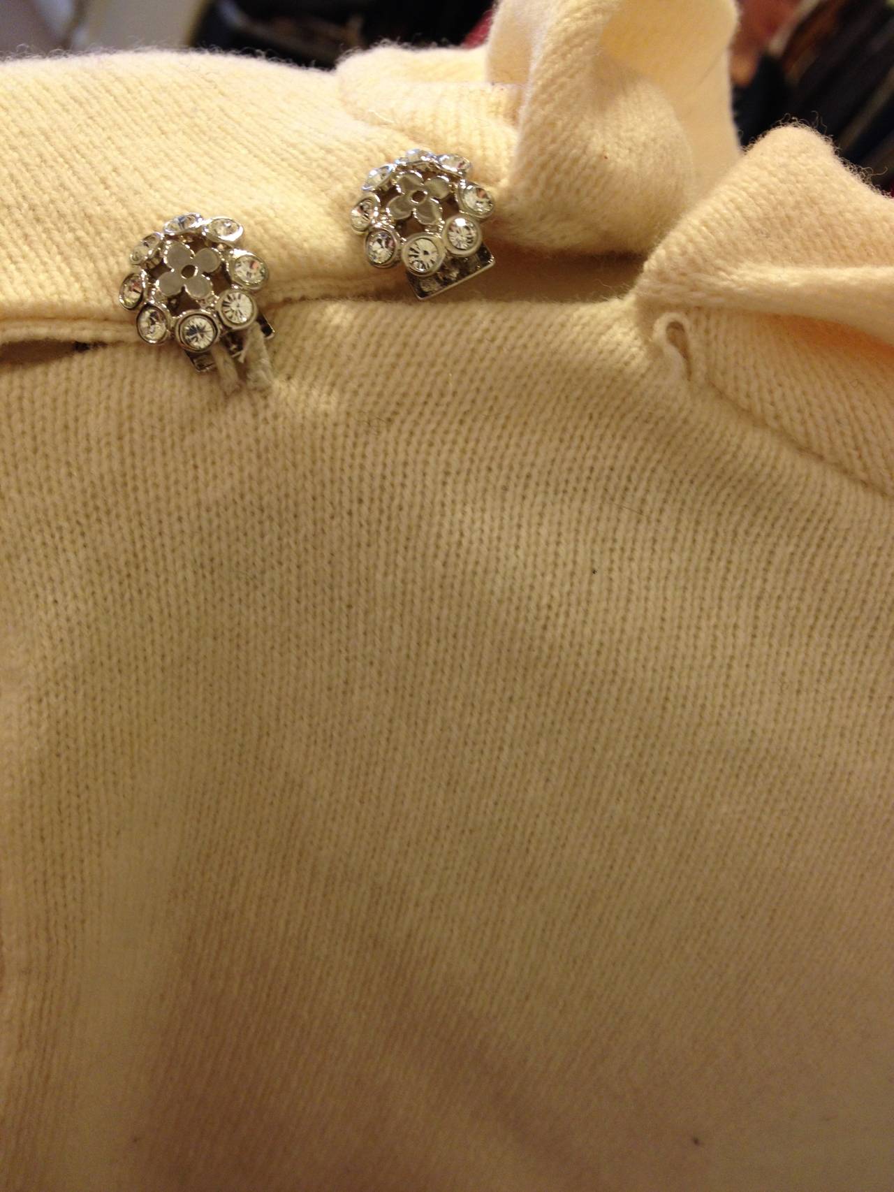 Louis Vuitton Cream Sweater with Rhinestone Buttons