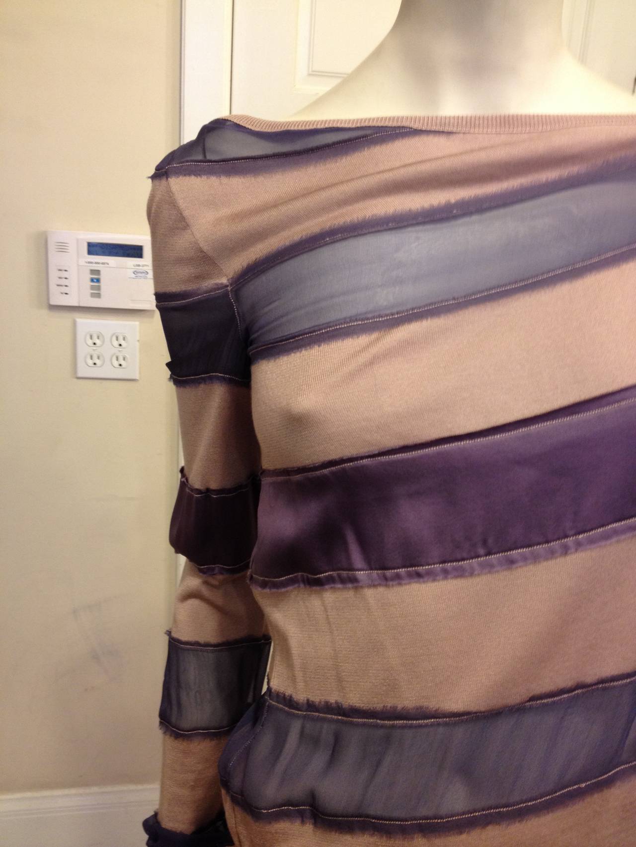 Lanvin Mauve and Lavender Diagonally Striped Sweater