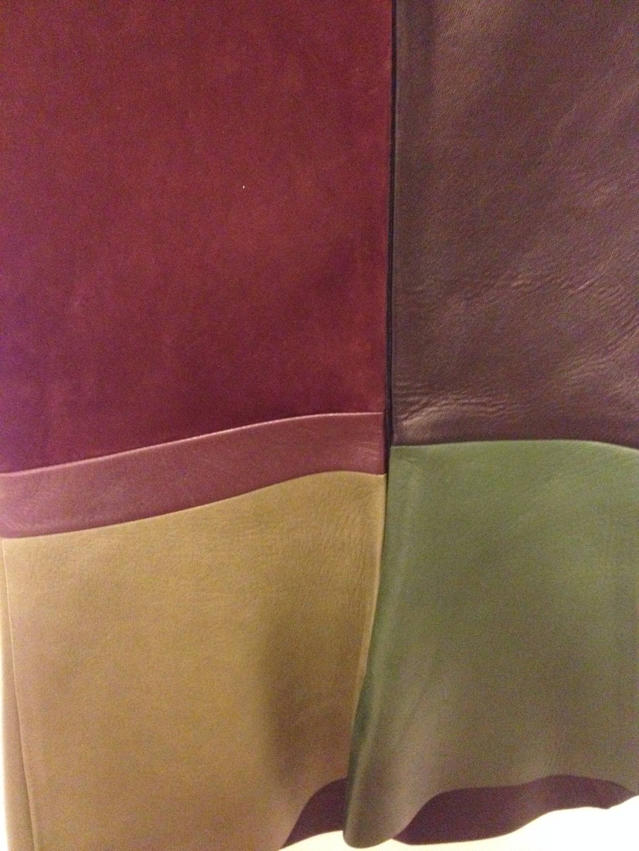 Céline Burgundy and Olive Leather Top In New Condition In San Francisco, CA