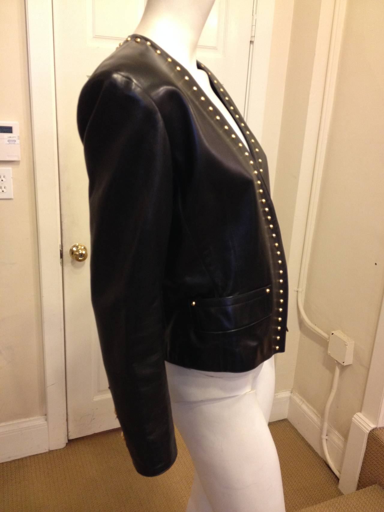 Yves Saint Laurent Jacket with Gold Studs In Good Condition In San Francisco, CA
