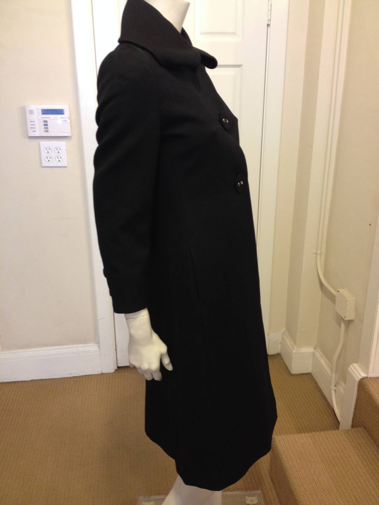 Marni Black Coat with Oversized Collar In Excellent Condition In San Francisco, CA