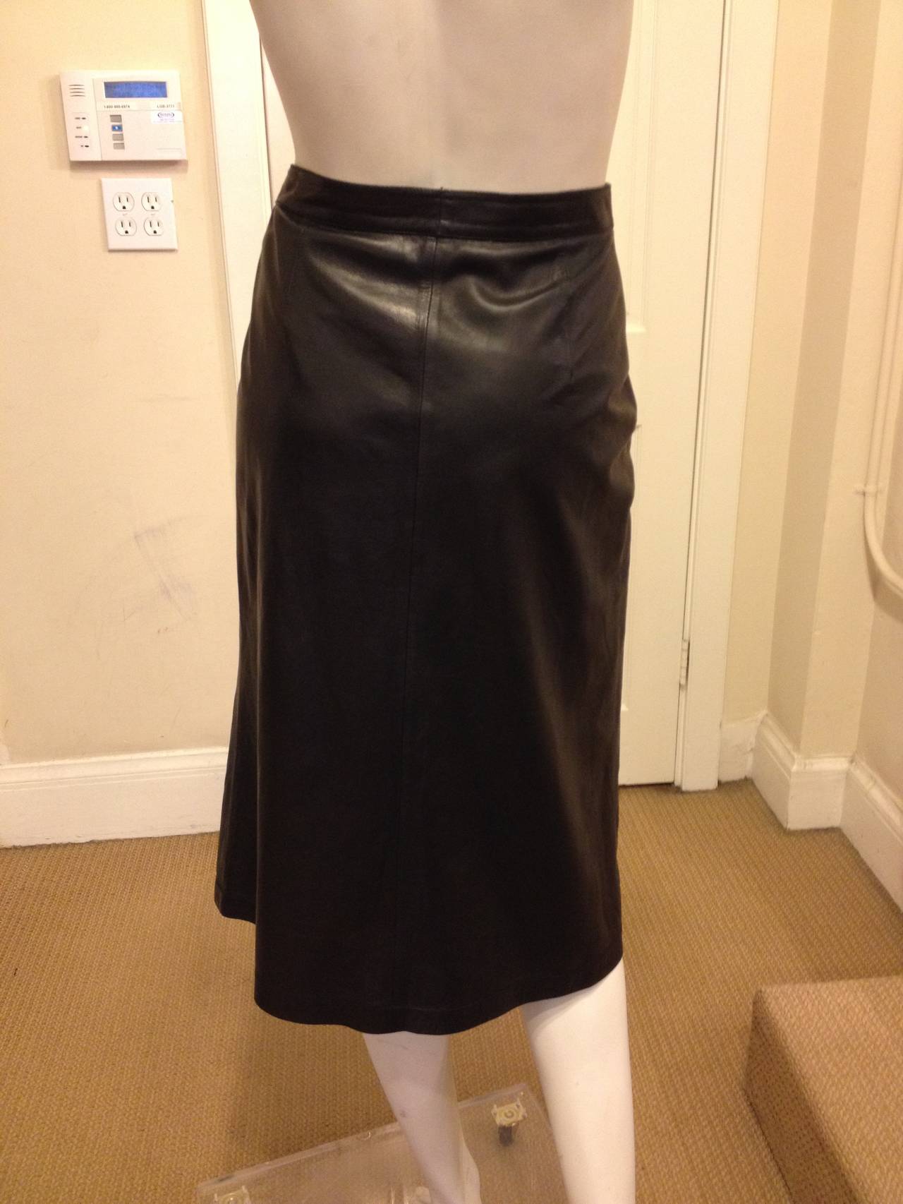 Gucci Black Leather Vintage Skirt In Excellent Condition In San Francisco, CA