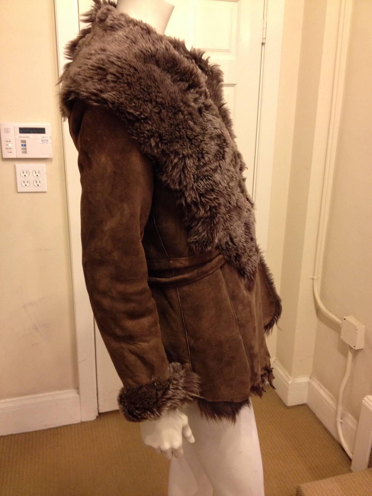 Henry Beguelin Brown Shearling Jacket In Excellent Condition In San Francisco, CA