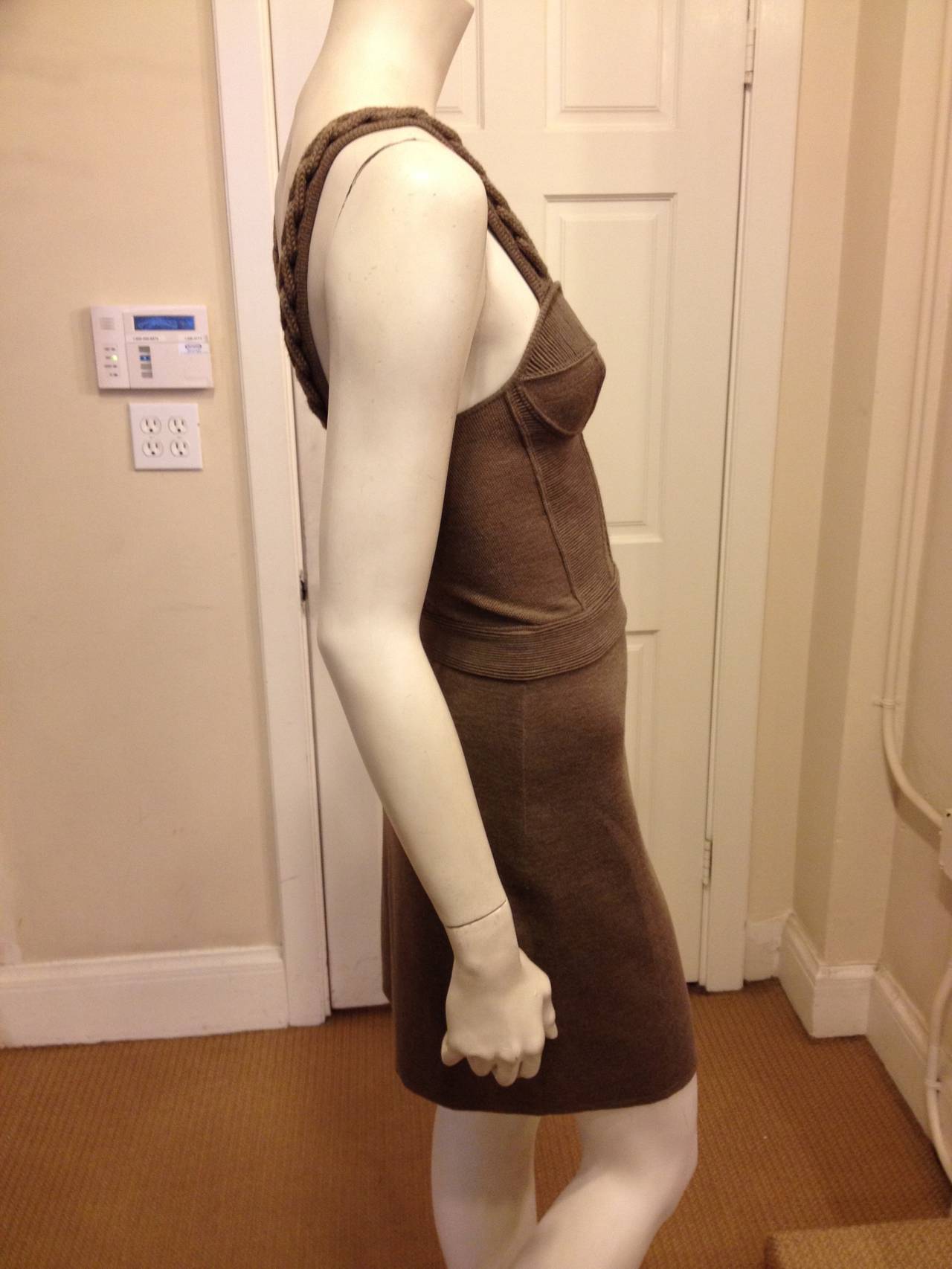Proenza Schouler Mushroom Brown Knit Dress In New Condition In San Francisco, CA
