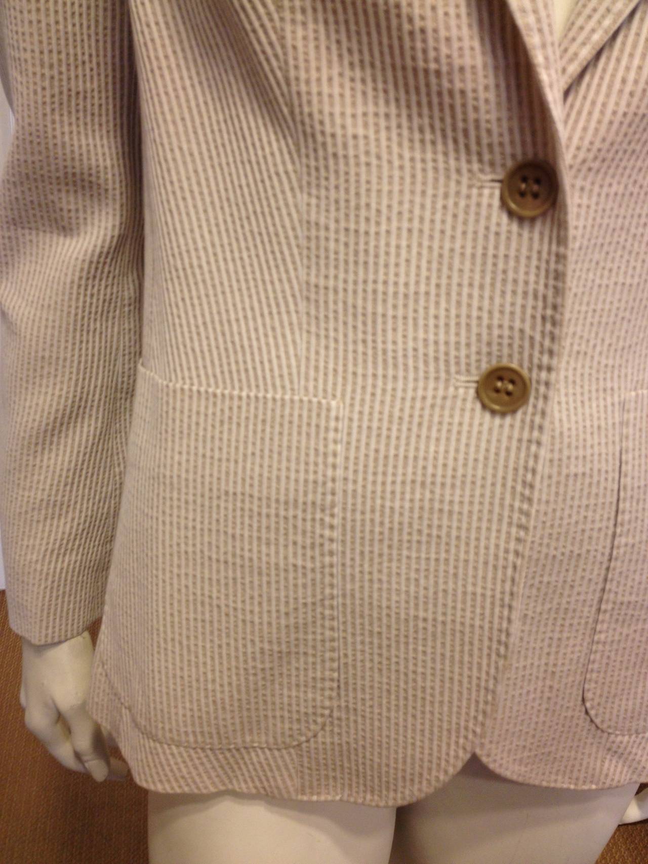 Chloe Cream and Beige Seersucker Blazer