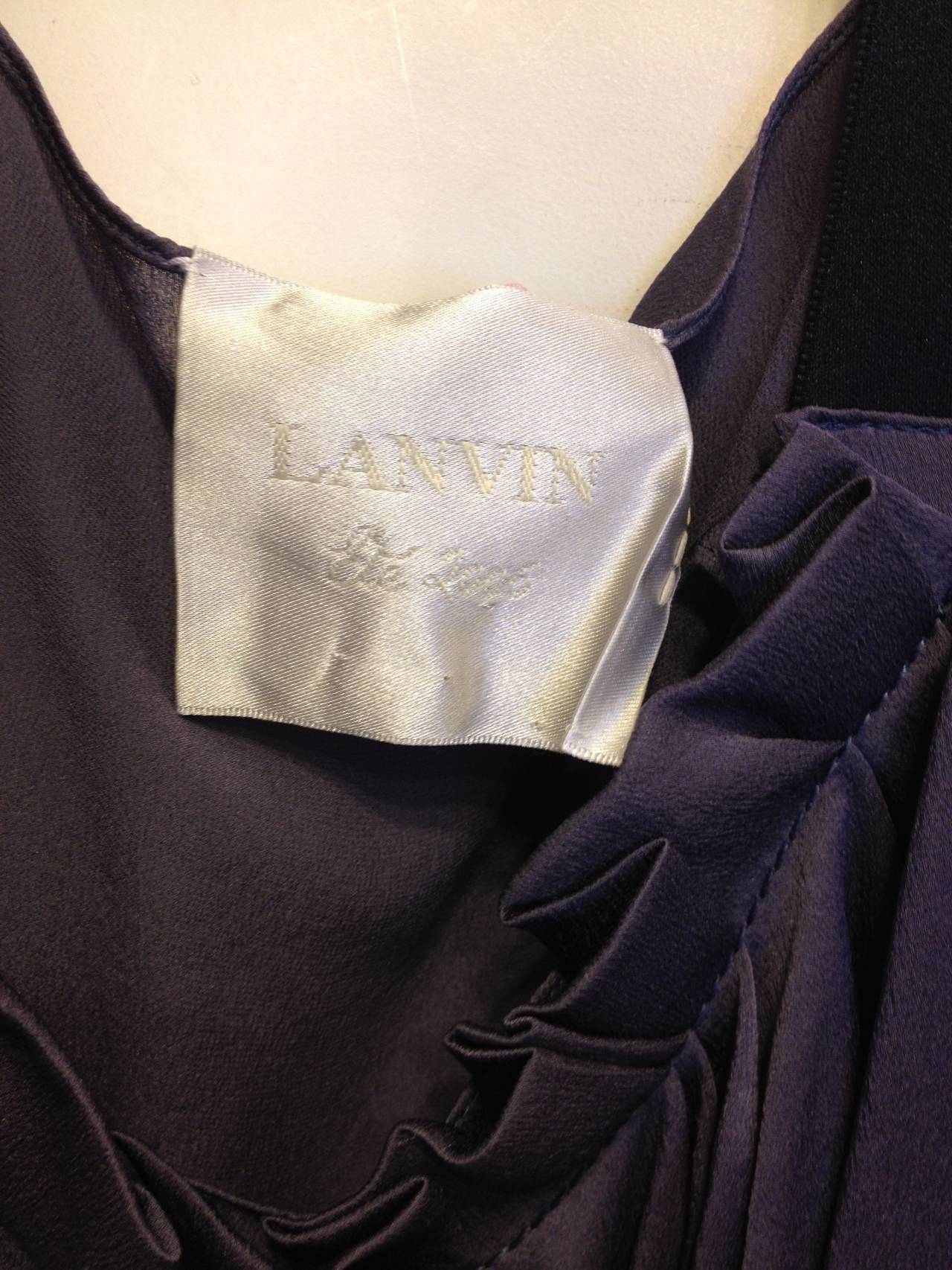 Lanvin Dark Lavender Silk Draping Dress 2