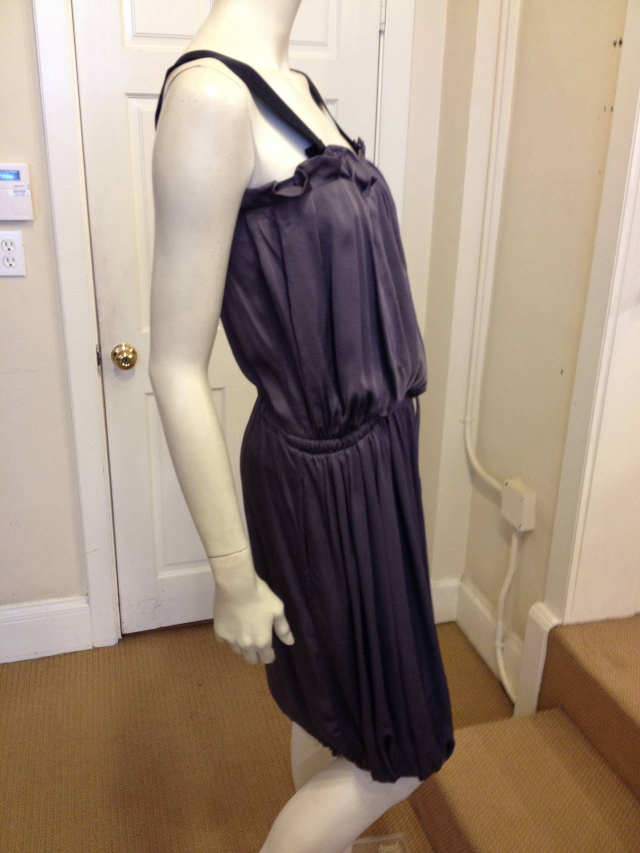 Lanvin Dark Lavender Silk Draping Dress In Excellent Condition In San Francisco, CA
