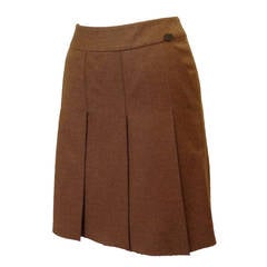 Chanel Tan Pleated Skirt