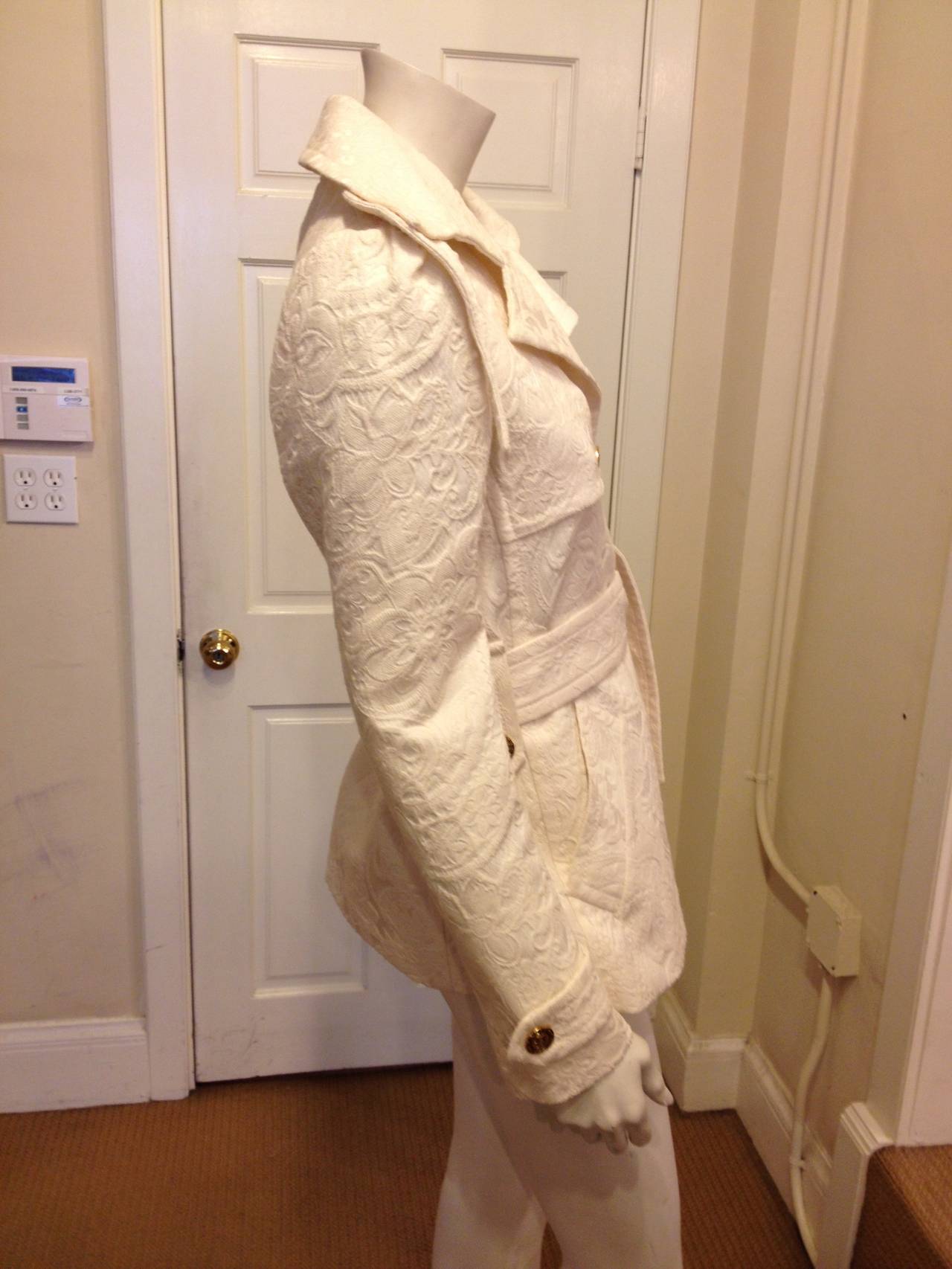 Dolce & Gabbana White Jacquard Jacket In New Condition In San Francisco, CA