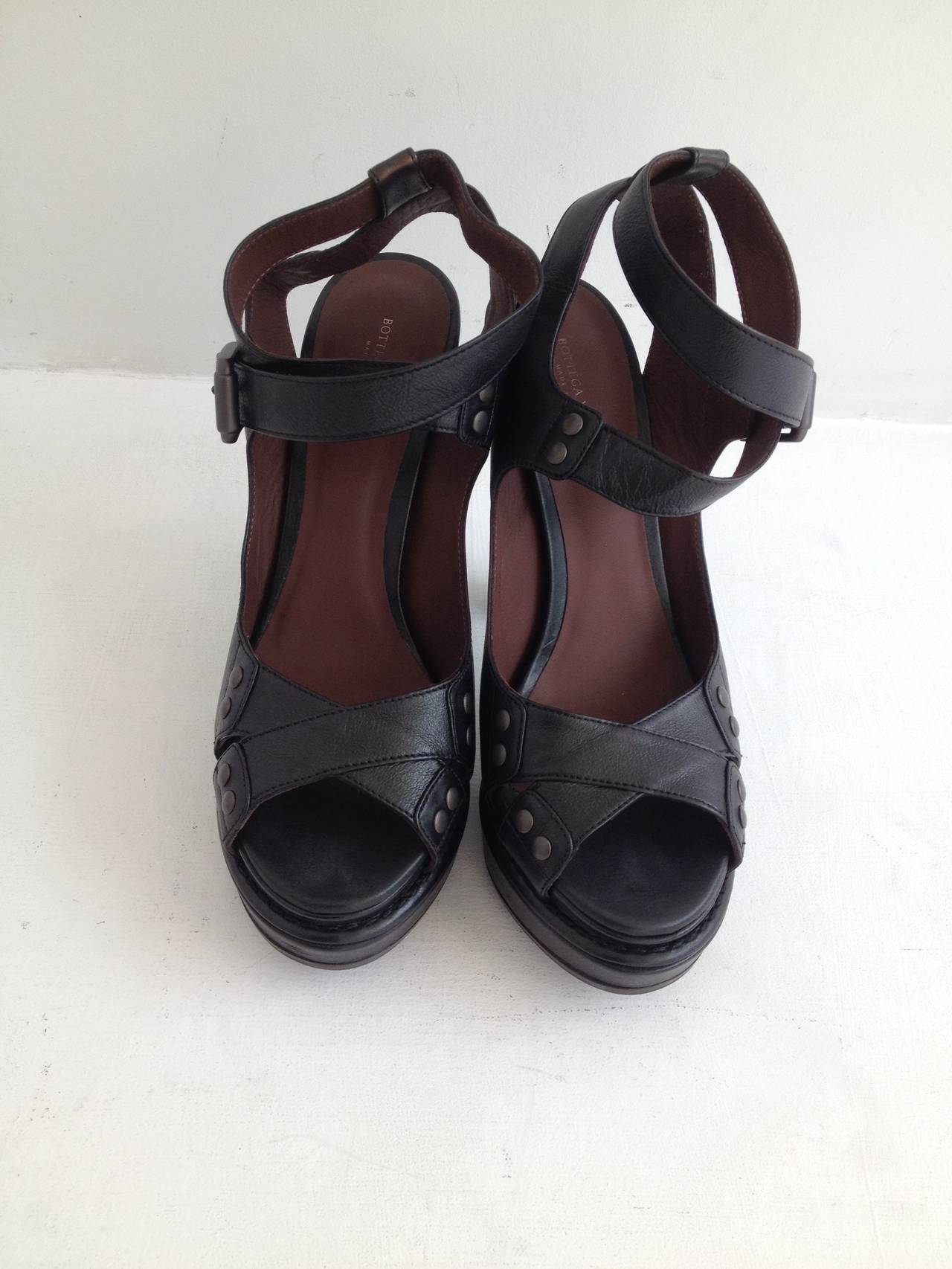 Bottega Veneta Black Platform Sandals at 1stDibs