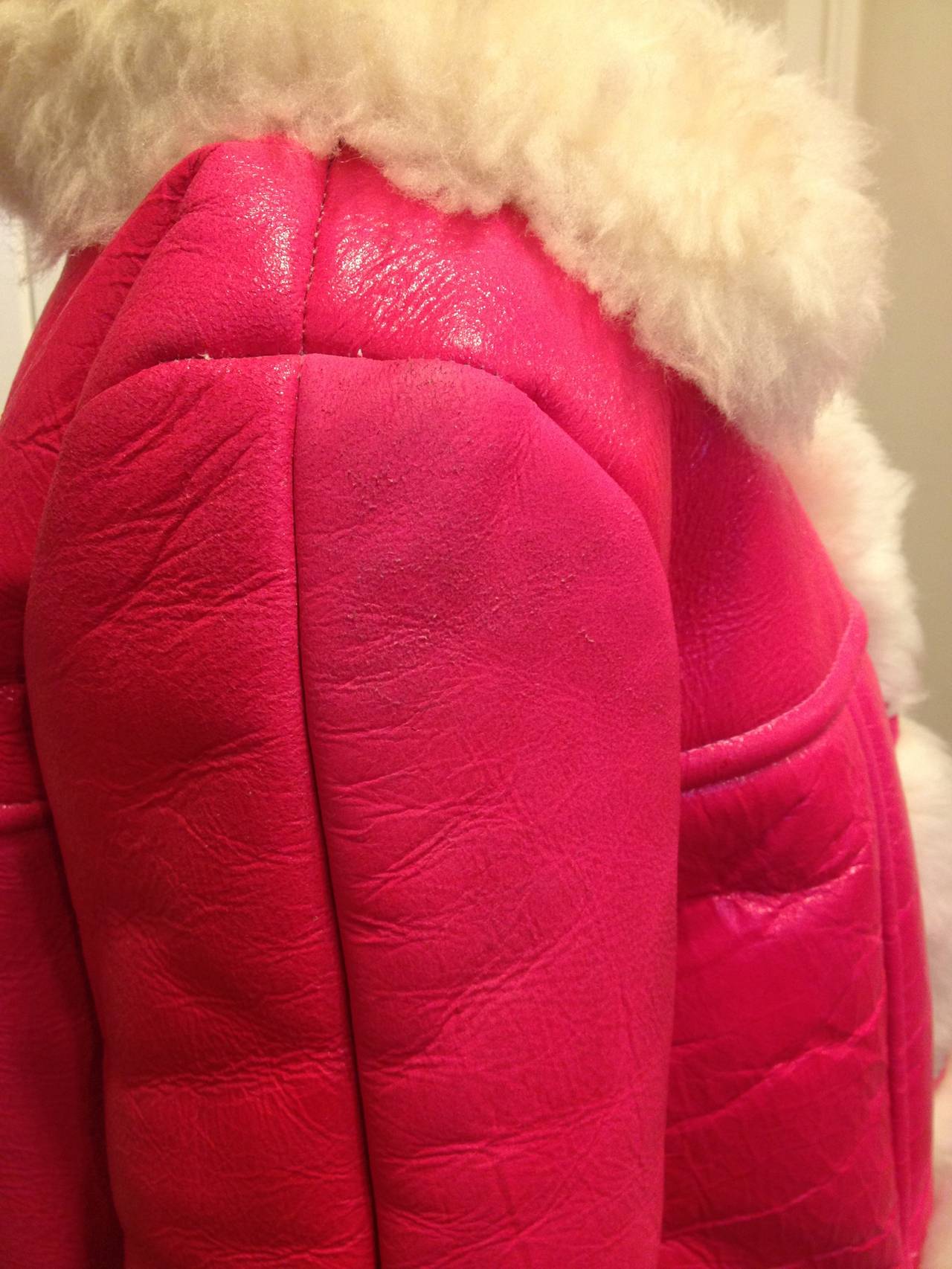 Women's Anna Sui Hot Pink Shearling Coat
